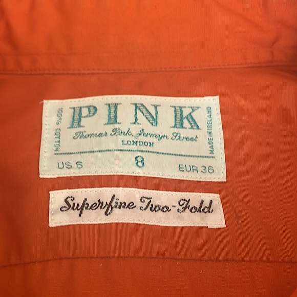 Thomas Pink Superfine Two-Fold Tangerine Button Down Cuff Dress Shirt - Picture 2 of 9